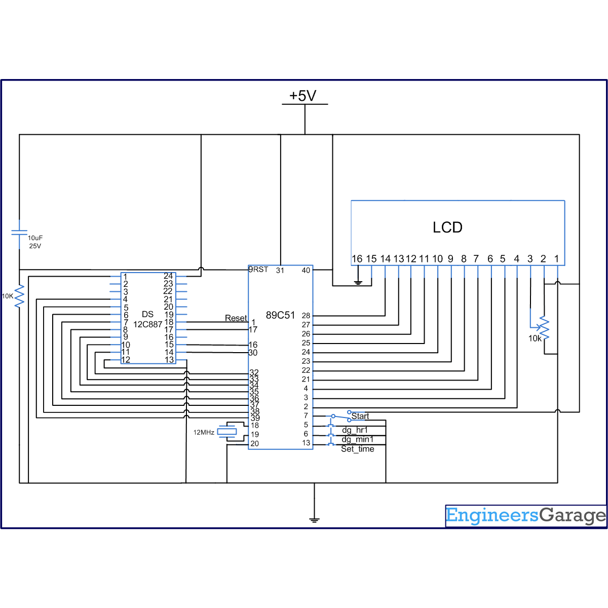 Draw Clock Circuit Of 8051 Microcontroller - Circuit Diagram
