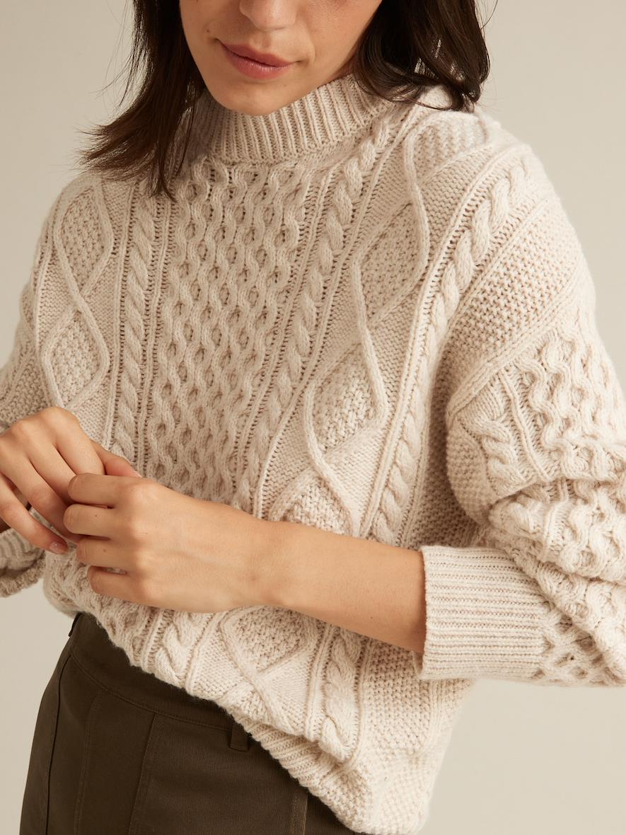 pull irlandais écru
