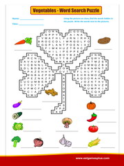 vegetables wordsearch puzzle worksheet