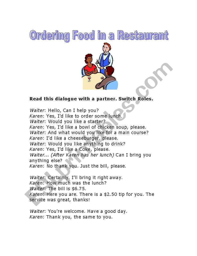 at the restaurant dialogue