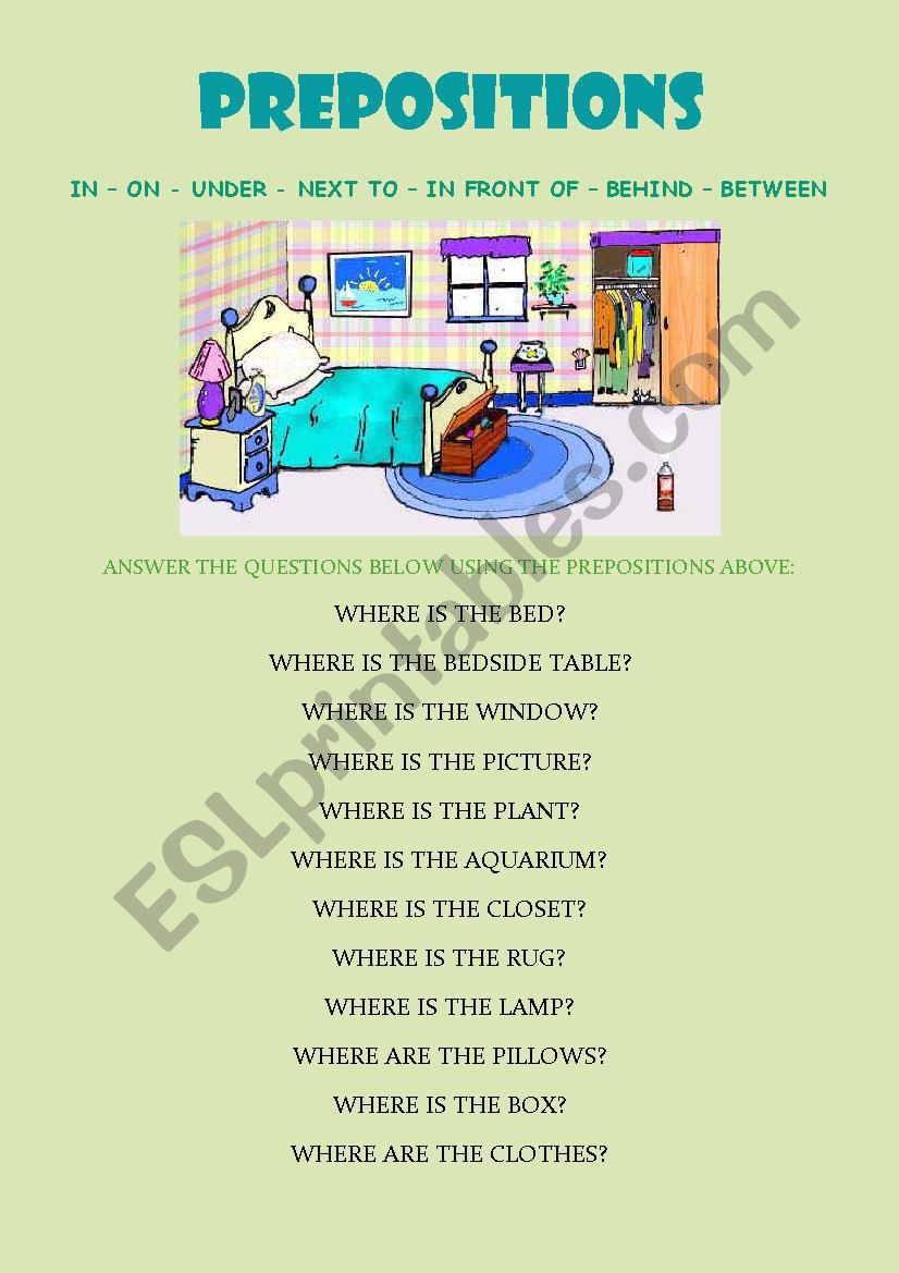 preposition worksheets with answers leftwings