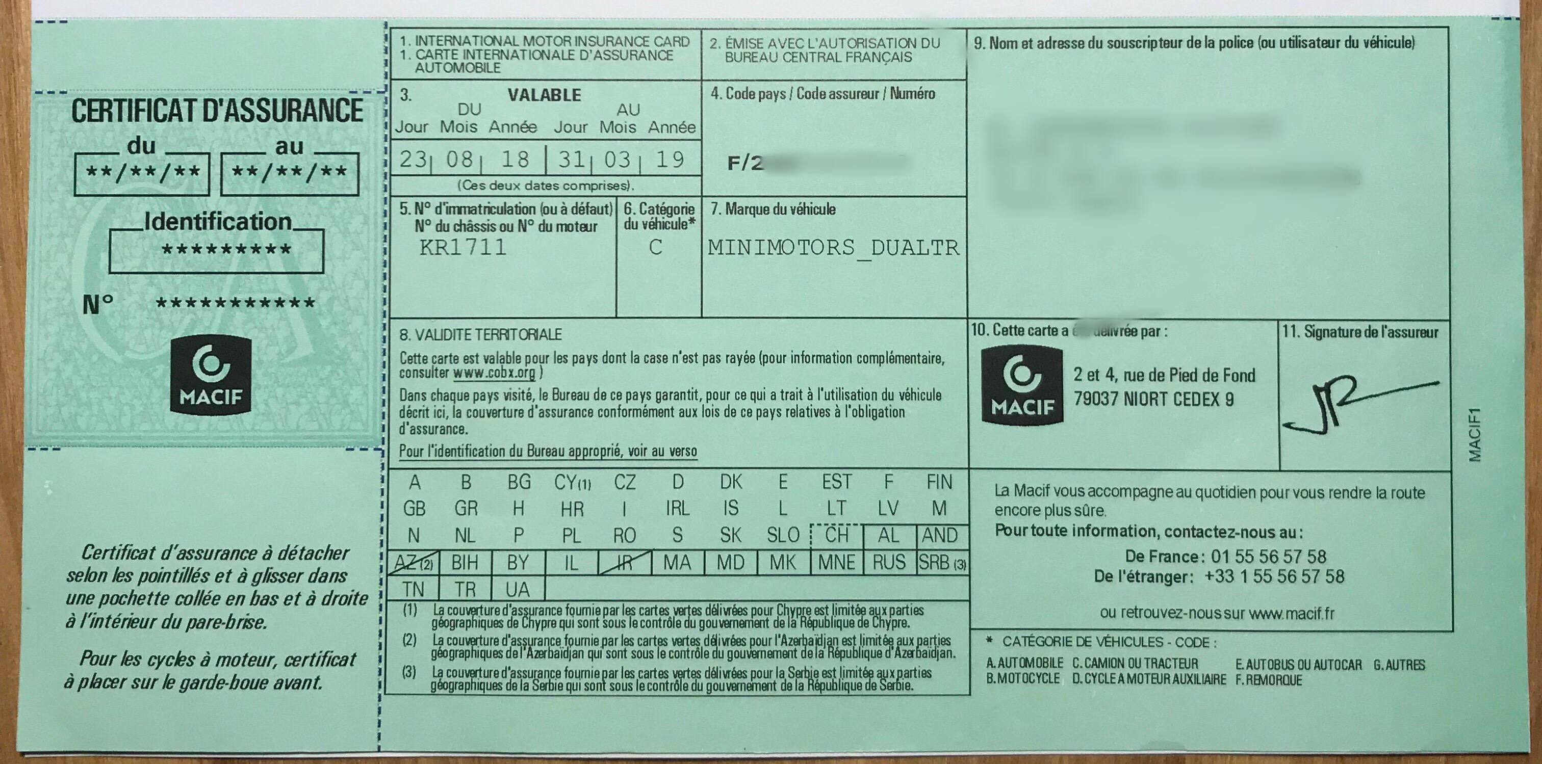 Vous pouvez aussi demander à la recevoir par courrier postal. Assurances pour les NVEI à la MACIF - Les lois et ...