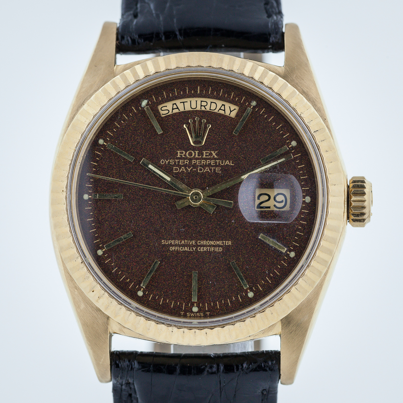 Rolex President Day Date 1803 18k Yellow Gold Brown Velvet Confetti Dial