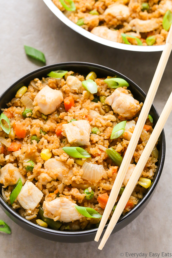 Add rice and break up any clumps with a wooden spatula, mixing well until the rice is softened and heated through. Healthy Chicken Fried Rice Easy 20 Minute Recipe Everyday Easy Eats