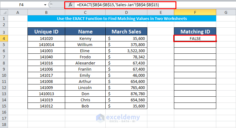 how to find matching values in two worksheets in excel 4 methods