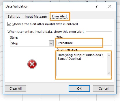 Penilaian bersifat absolute, jika tidak ada nilai angka lebih besar atau sama dengan 91 maka tidak akan ada . Cara Mencegah Input Doble Duplikat Atau Ganda Excelnoob