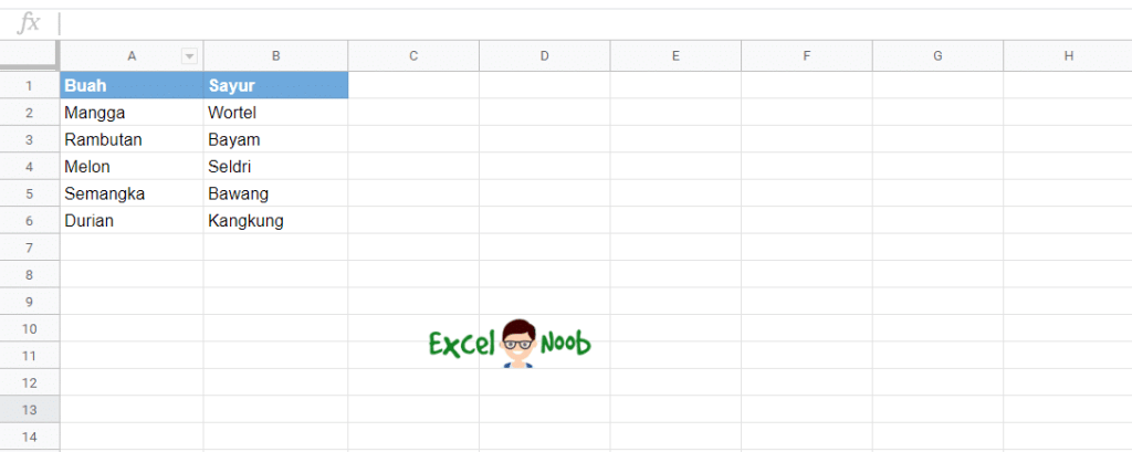 Membuat List Data Validation Bertingkat di Google Sheet - ExcelNoob