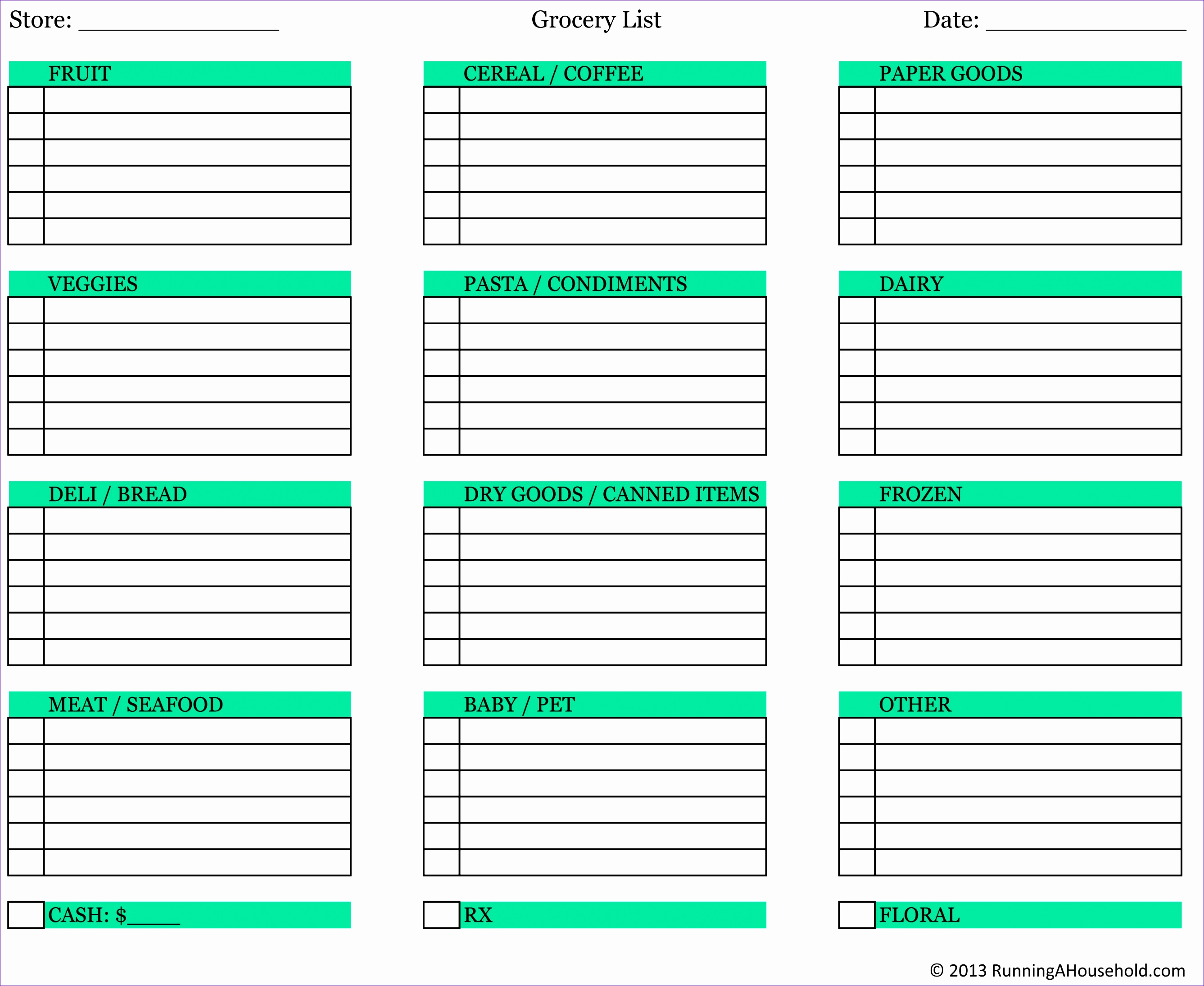 10 grocery list template excel free download excel templates