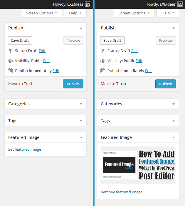 Visual editor custom buttons · #6. How To Add "Featured Image" Widget In WordPress Post Editor Sidebar? - EXEIdeas - Let's Your ...