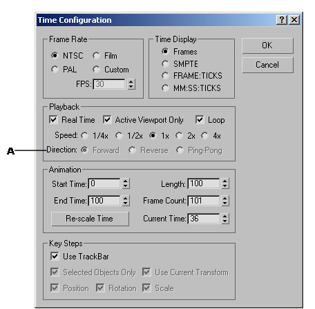 This Question Is Based Upon The Figure Shown Below Refer To The Given Image What Is Not True About The Direction In Time Configuration Dialog Box Autodesk 3ds Max Quizack