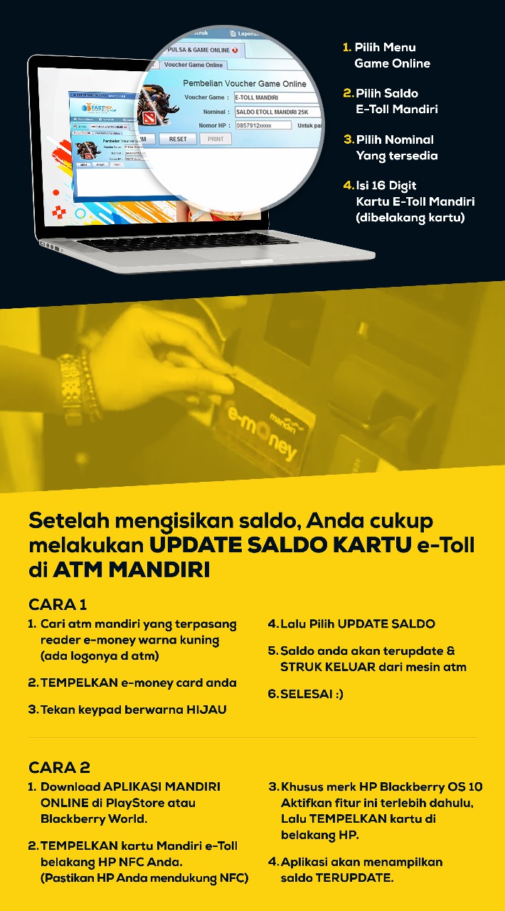 Buka aplikasi tokopedia dari hp yang sudah memiliki fitur nfc. Top Up E Toll Mandiri Di Fastpay Aja Lebih Dekat Mudah Blog Fastpay
