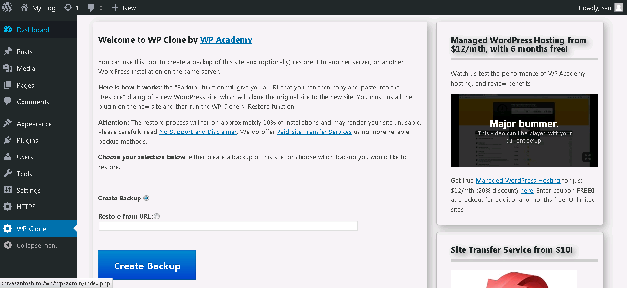 Duplicator is a popular wordpress plugin that helps you to move and clone wordpress websites. WP Clone Plugin to Transfer a WordPress Website