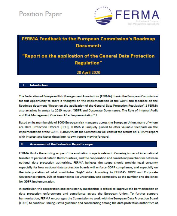 The general data protection regulation (eu) (gdpr) is a regulation in eu law on data protection and privacy in the european union (eu) and the european economic area (eea). Implementation Of The Gdpr And Feedback On The Roadmap Document Report On The Application Of The General Data Protection Regulation Federation Of European Risk Management Associations Ferma