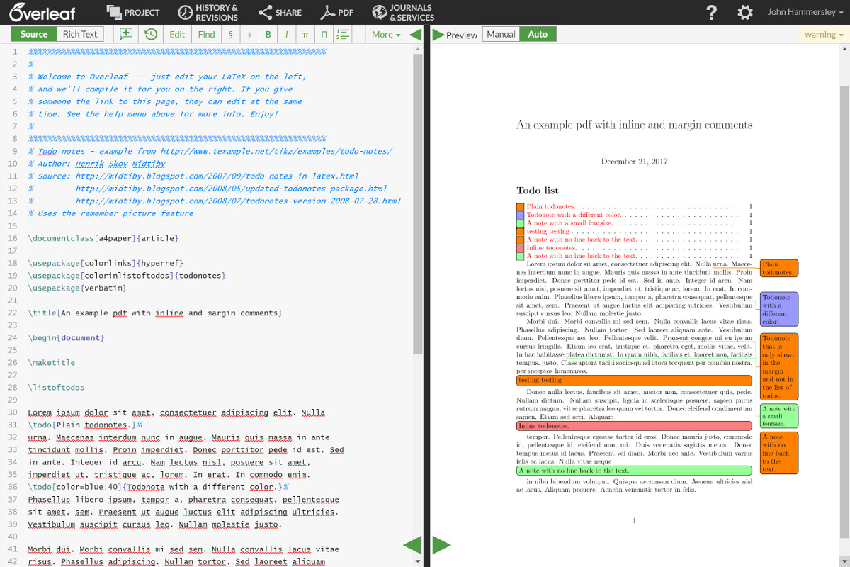 Adding a string of spaces. Add Inline Or Margin Comments To Your Pdf Overleaf Online Latex Editor