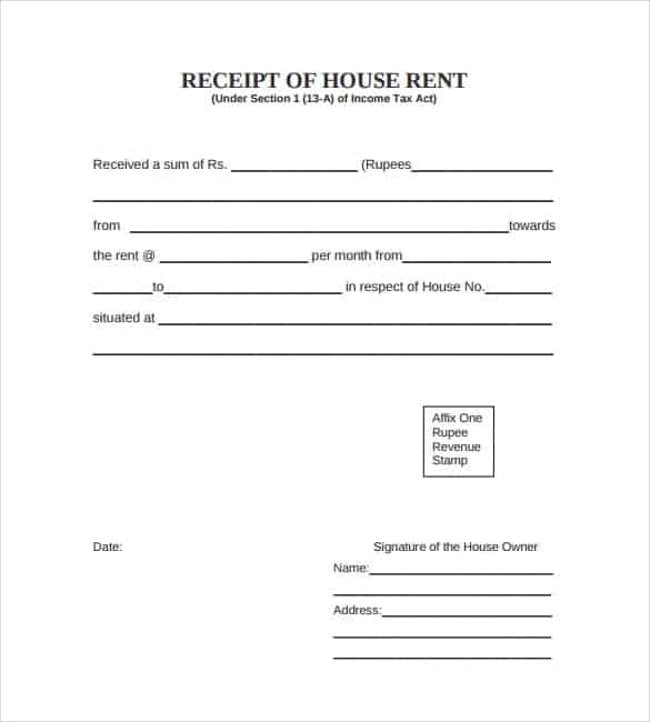rent receipt templates word excel fomats