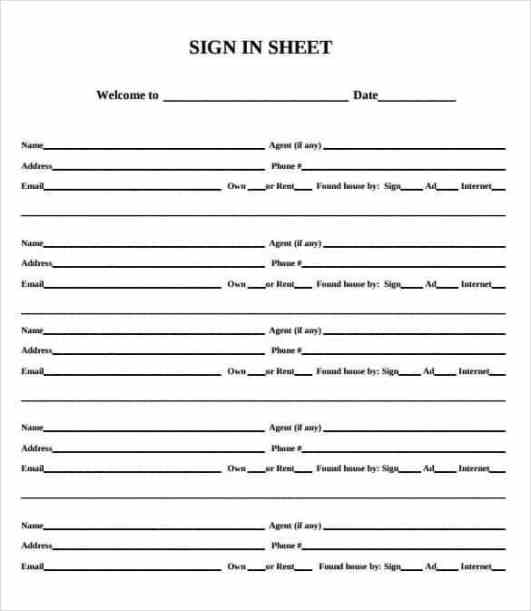 Printable Sign In Sheet Word
