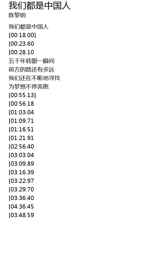 我是中國人 wo shi zhong guo ren. æ'ä»¬é½æ¯ä¸­å½äººwo Men Dou Shi Zhong Guo Ren Lyrics Follow Lyrics