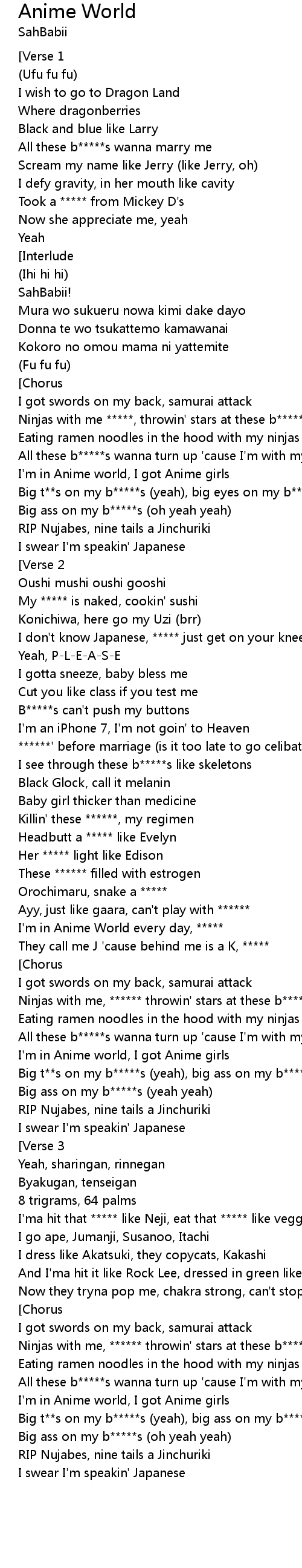 They're sometimes ordinary people who believe in a better world. Anime World Lyrics Follow Lyrics