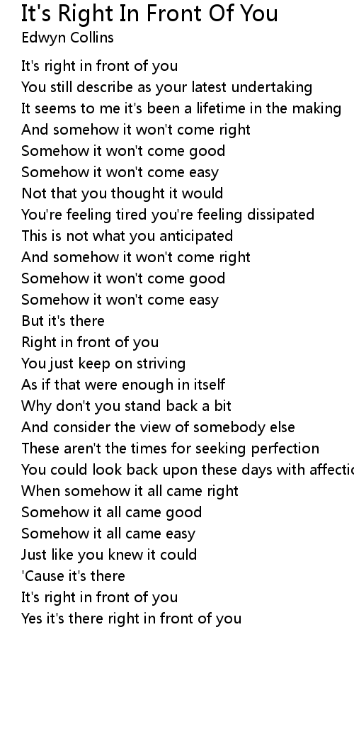 Print and download < short ez piano #231 > i was born to love you (queen) sheet music. It S Right In Front Of You Lyrics Follow Lyrics