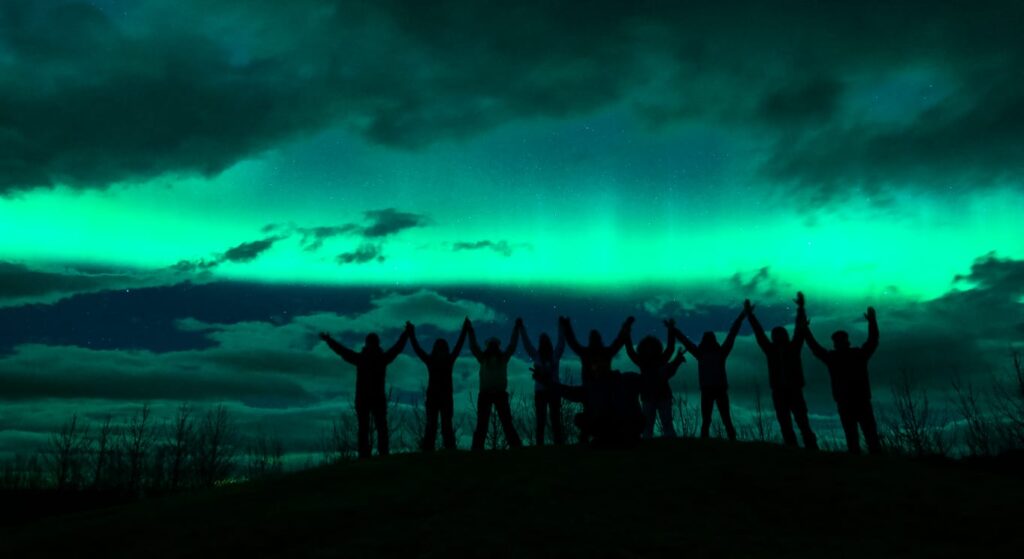 turisti, aurora boreale, Islanda