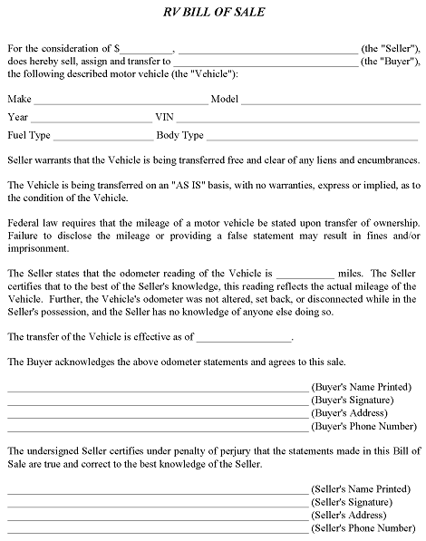 free oregon rv bill of sale pdf word free printable legal forms