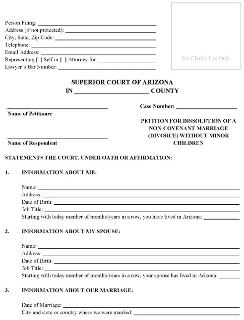 free arizona divorce forms divorce paperwork download free