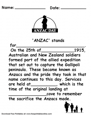 anzac day kids worksheet