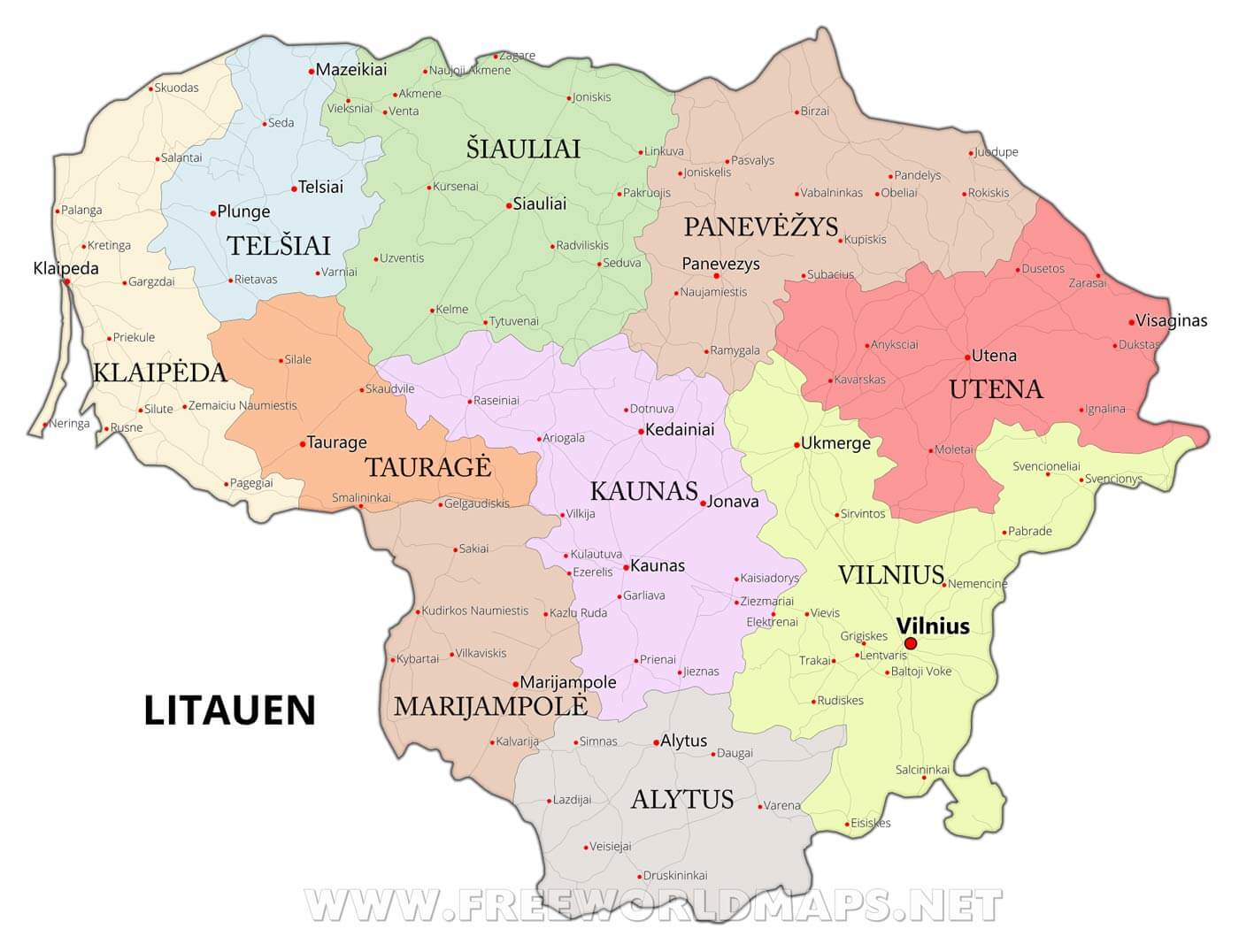 Litauen Hauptstadt Karte . Litauen Karten Freeworldmaps Net