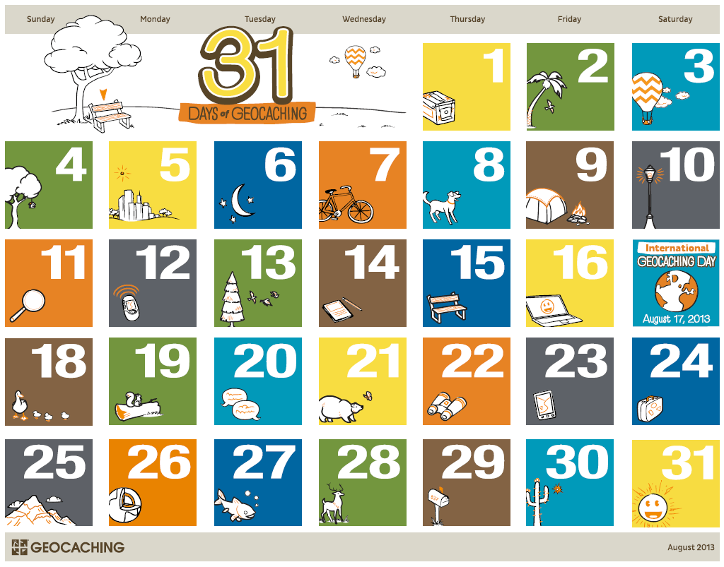 31 days of geocaching printable calendar official blog