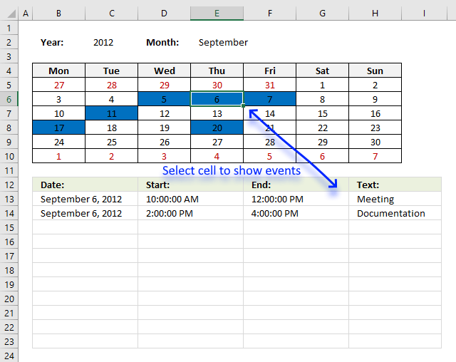 Addition, subtraction, multiplication & division; Excel Calendar Vba