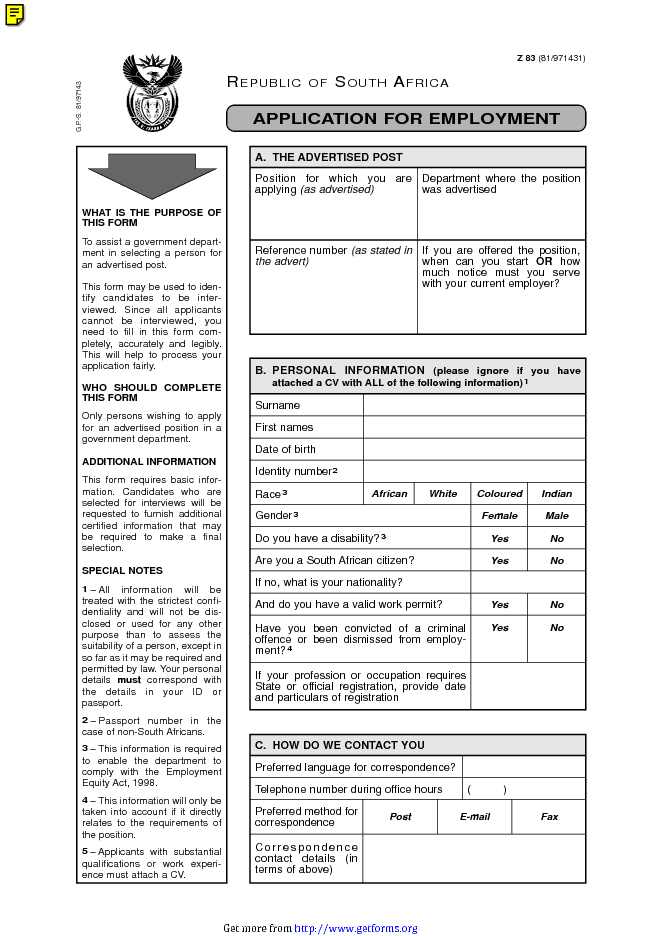 pics New Z83 Form Download Pdf getforms org