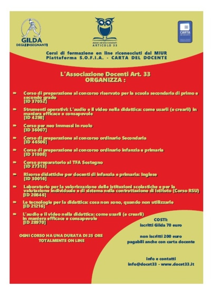 Corsi Di Formazione Online - Associazione Docenti Art. 33 - Gilda Degli Insegnanti Di Ragusa - Federazione Gilda - Unams 1129_x_800_jpg