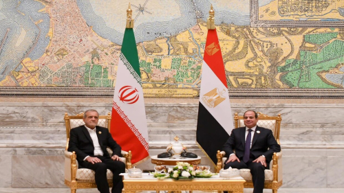 السيسي يلتقي الرئيس الإيراني في القاهرة ويستعرضان التطورات الإقليمية السيسي يلتقي الرئيس الإيراني في القاهرة ويستعرضان التطورات الإقليمية