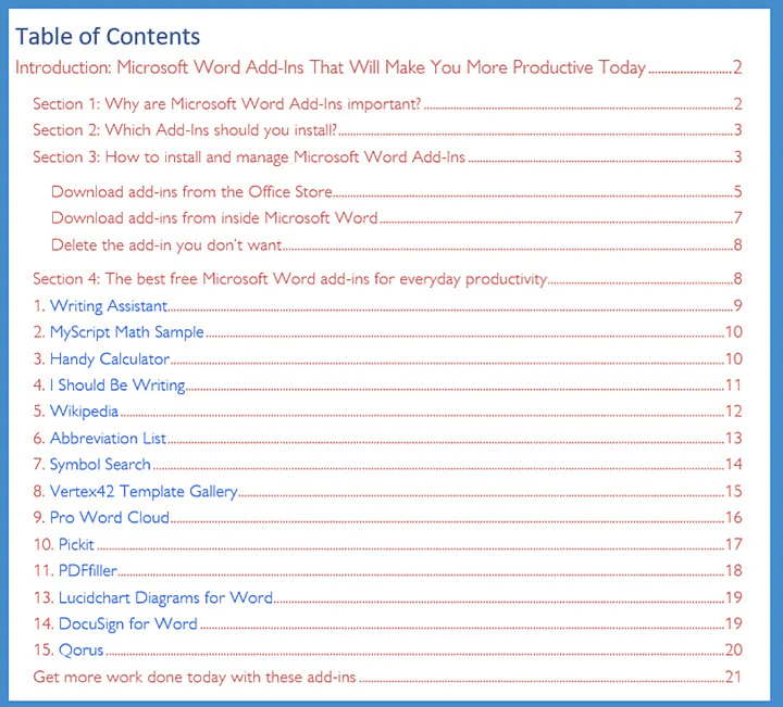 Microsoft Word Table Of Contents Goskills