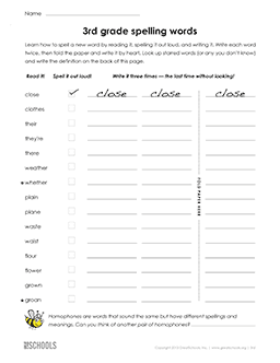 3rd grade word lists worksheets 3rd grade spelling words list 21 of