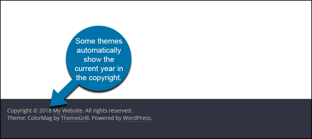 Dynamic copyright year in your footer. How to Show a Dynamic Copyright Date in the Footer of WordPress - GreenGeeks