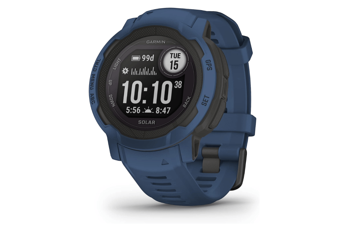 Affordable smartwatch with long battery life on wrist showing time and health stats
