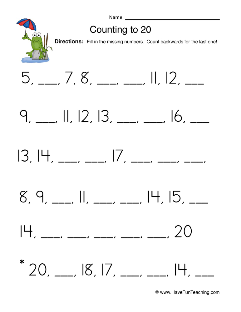 count to 20 fill in the blank worksheet have fun teaching