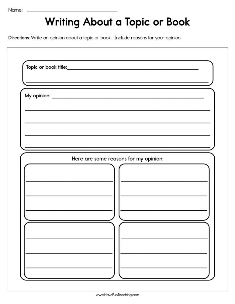 writing about a topic or book worksheet have fun teaching