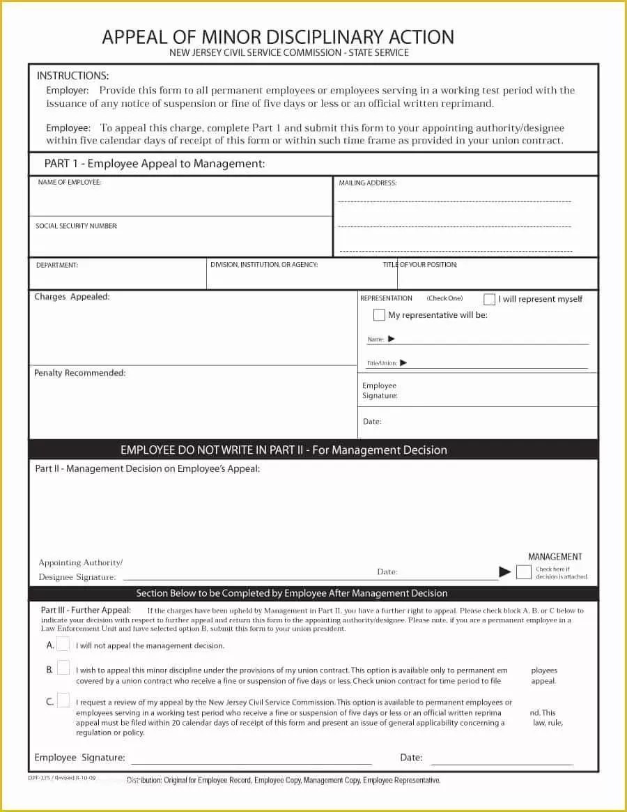 disciplinary form sample master of template document