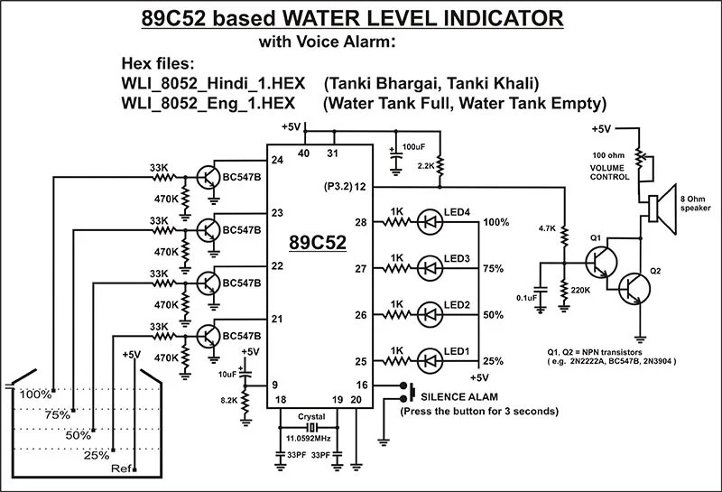 Simple Water Level Indicator With Buzzer Circuit Diagram Circuit Diagram