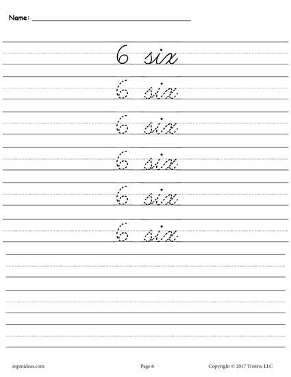 free cursive handwriting number tracing worksheets 1 free