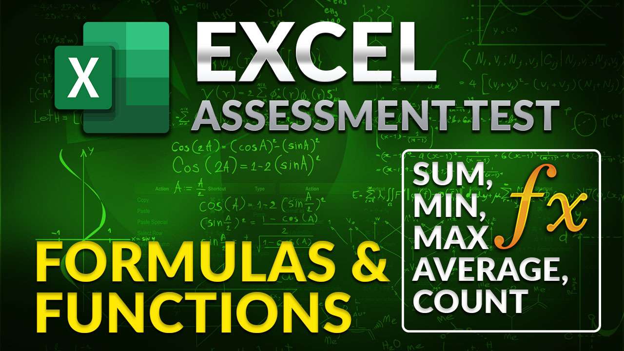 Menggunakan rumus sum dengan rumus pada cell f7 =sum (c7:e7) 3. Excel Formulas And Functions For Excel Skills Test Sum Min Max Count Average Video Tutorial With Xlsx Workfiles Download