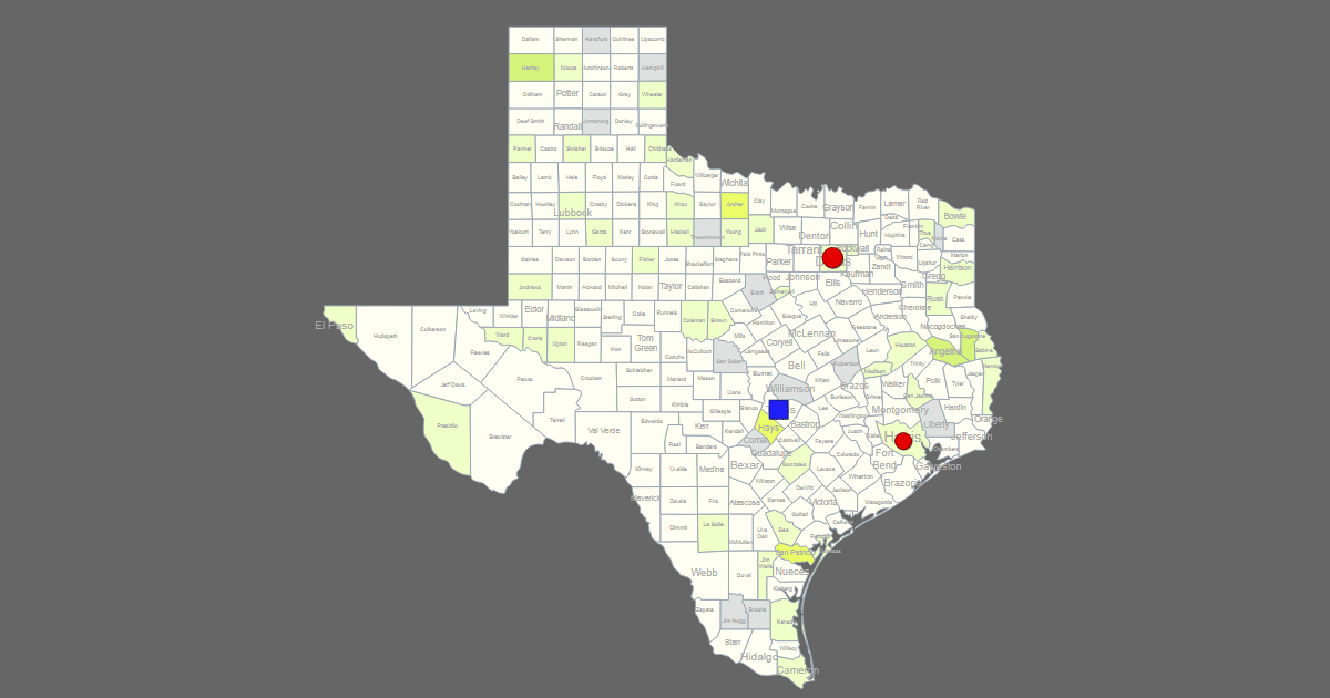 Oct 04, 2020 · clinton carried four of texas's five most populous counties, containing the cities of houston, dallas, fort worth, austin and san antonio, and where a total of 3,809,602 votes were cast. Interactive Map of Texas Clickable Counties / Cities