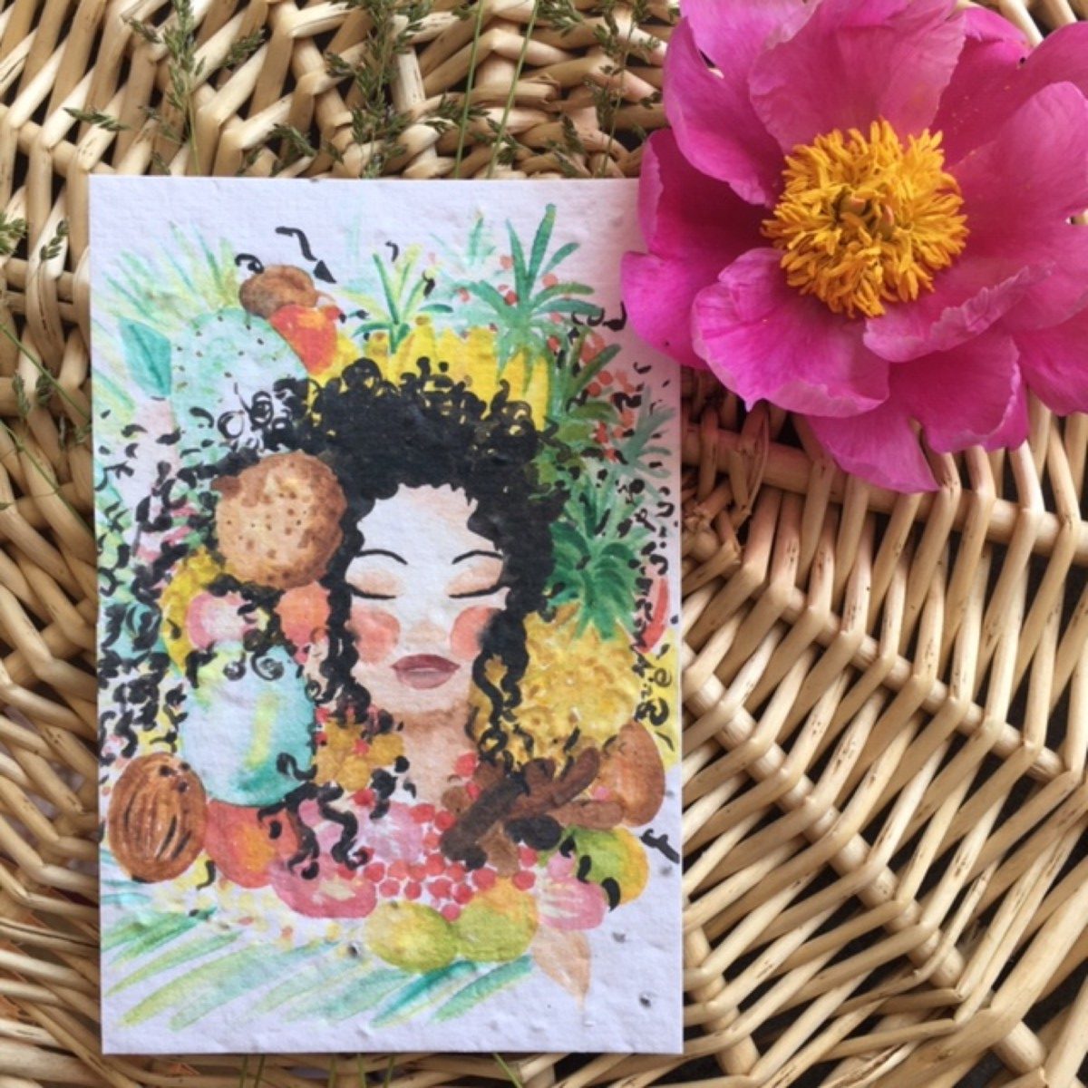 Carte Postale dessin Antillaise – Papier ensemencé 220gr/m2 Basilic –  Imprimerie ICB