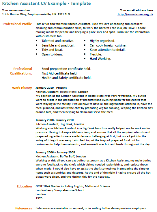 How to make a report cover letter. Kitchen Assistant CV Example | icover.org.uk