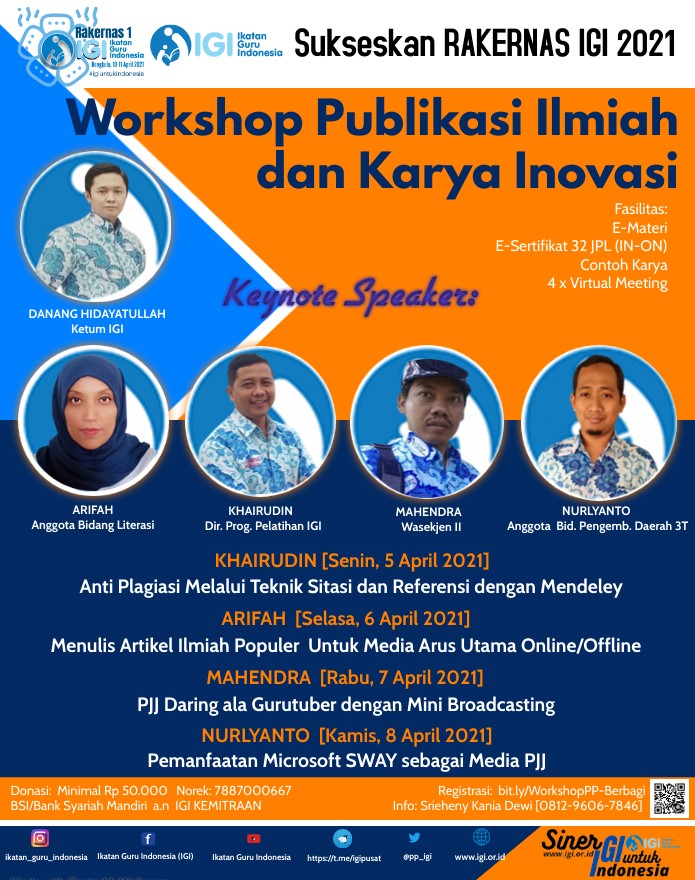Workshop Publikasi Ilmiah dan Karya Inovasi – PP IGI BERBAGI | Ikatan Guru  Indonesia