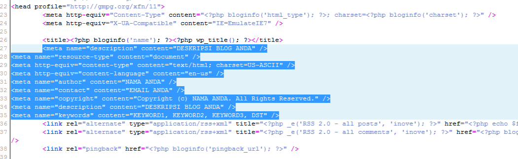 Masuk ke menu seo > title & metas kemudian klik pada submenu homepage. Cara Memasang Meta Tag Wordpress Secara Manual Informasi Dan Pengetahuan Komputer Dan Internet