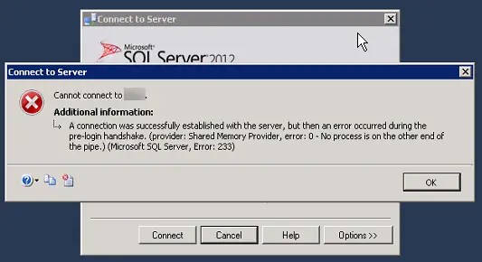 A Connection Was Successfully Established, But Then an Error Occurred ...