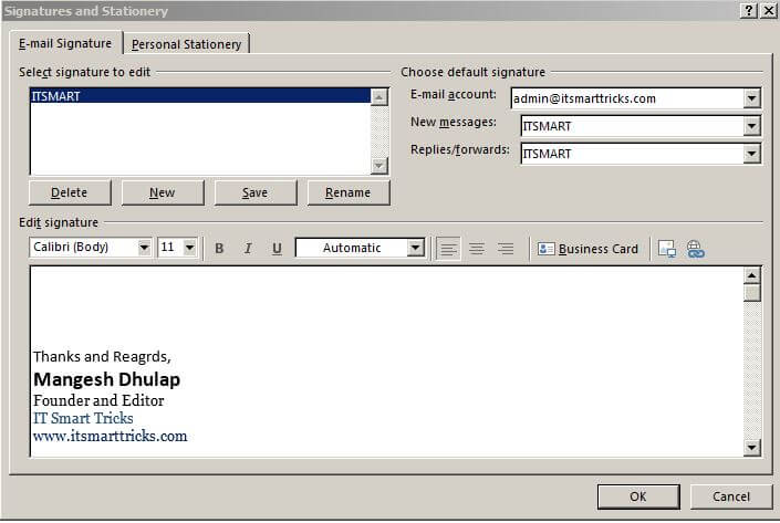 In the new message window, please click insert > signature > signatures. Automatically Add And Create Signature In Microsoft Outlook 2016
